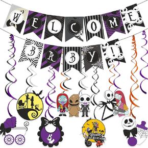 Nightmare Before Christmas Baby Shower Banner Welcome Baby Banner Nightmare Before Christmas Decorations Nightmare Before Christmas Baby Shower Decorations Nightmare Before Christmas Halloween Decorations