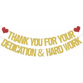 Thank You for Your Dedication & Hard Work Banner Thank You Banner Teacher Employee Staff Doctors Nurse Volunteer Pastor Appreciation Decorations Gold