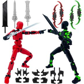 T13 Angel Action Figure Gold, Titan 13 Robot Action Figure Set, Alreday Assembled Dummy 13, Lucky 13 Action Figure with Big Wings, 3D Printed Robot 13 Action Figure, Gift for Collector Kids Teens