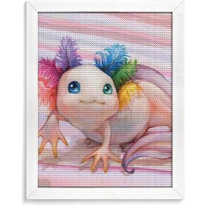 LIANPO Diamond Painting Cute Axolotl DIY 5D Full Drill Kits for Kids Mexican Salamander Paint by Diamonds Adults Round Rhinestone Art Craft Home Decoration 12x16inch, VGT, White 2