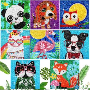 8 Pieces Diamond Painting Kit for Kids Diamond Art Gem Art Crafts for Kids Boys Girls Ages 8-12 DIY Gifts