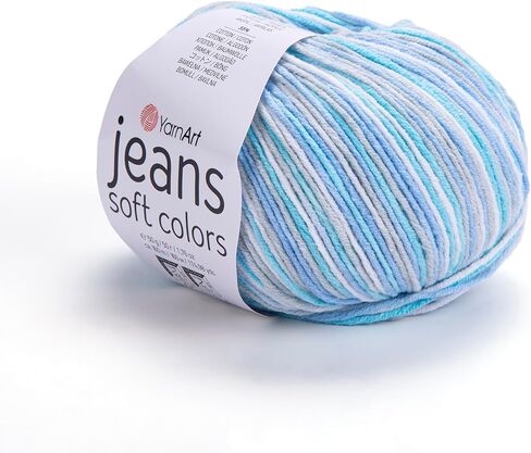 YarnArt Jeans Soft Colors - Variegated Sport Yarn 55% Cotton 45% Acrylic 1 Skein/Ball 50 gr 174 yds Cotton Yarn Knitting Yarn Soft Yarn amigurumi Cotton Yarn (6210) in Saudi Arabia