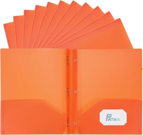 PATIKIL Pocket Folders with Prongs, 12 Pcs Heavy Duty Plastic Paper Folders with 3 Fasteners Pocket Paper File Folders Fit Letter Size Paper for Resume Documents Files Letters, Pink in Saudi Arabia