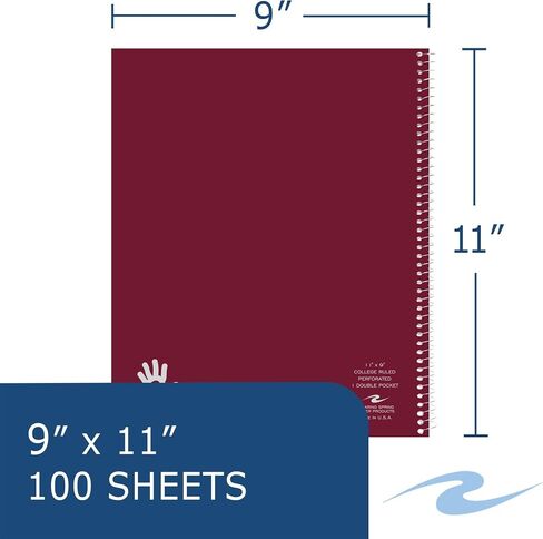 Roaring Spring Lefty Spiral Notebook, College Ruled One Subject Left Handed Notebook with Double Pocket, 11" x 9", 100 Sheets, Assorted Color Covers in Saudi Arabia