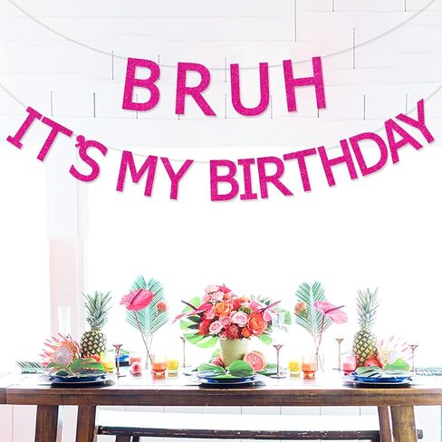 Sursurprise Bruh It’s My Birthday Decorations, Blue Bruh It’s My Birthday Banner, Preteen and Teen Boy Birthday Decor, Bruh Birthday Party Supplies in Kuwait