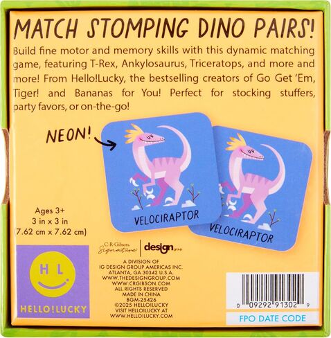 C.R. Gibson H!L Dino Roar Matching Game - Dinosaur-Themed Matching Game for Kids, Fun Memory Game in Saudi Arabia