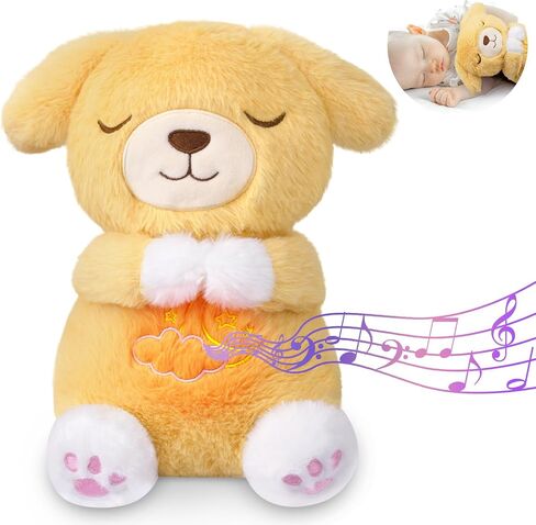 Breathing Stuffed Animal, Pink Cat Plush Baby Toy, Soothing Sound Machine with Music Lights & Breathing Motion for Kids Boys Girls in Kuwait
