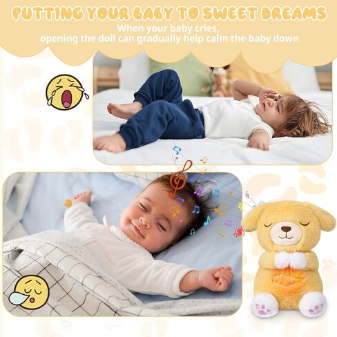 Breathing Stuffed Animal, Pink Cat Plush Baby Toy, Soothing Sound Machine with Music Lights & Breathing Motion for Kids Boys Girls in Kuwait