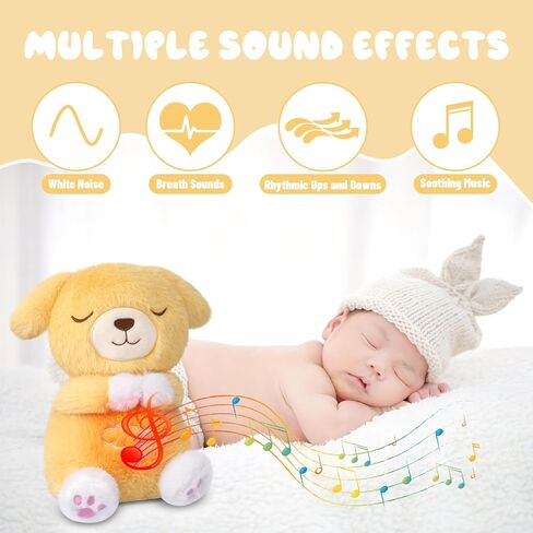 Breathing Stuffed Animal, Pink Cat Plush Baby Toy, Soothing Sound Machine with Music Lights & Breathing Motion for Kids Boys Girls in Kuwait