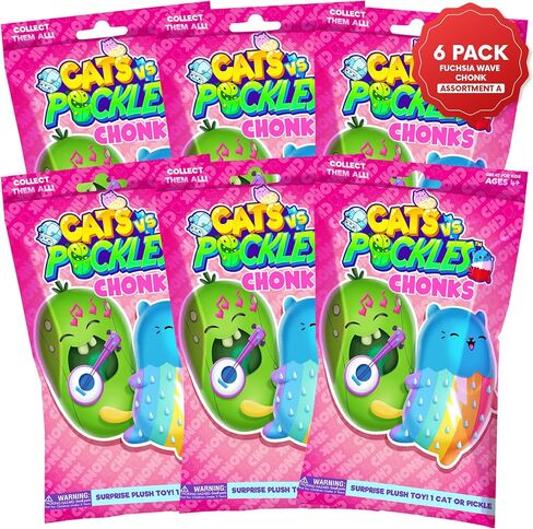 Cats vs Pickles Chonk Fuchsia Wave A Mystery Bags 1pk | 6" CvP Bean Filled Plushies | Blind Bags for Girls and Boys | Surprise Collectibles | Toys for Kids and Adults | Sensory Friendly | 1 Pack in Saudi Arabia