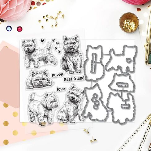 Benecreat Dogs Clear Stamps و Diays ، 5 آثار أقدام على أفضل أصدقاء الكلمة Clear Clear وموت قطع الصلب الكربوني لصنع بطاقة DIY Scrapbooking in Saudi Arabia