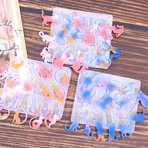 Cat Resin Molds, Silicone Keychain Mold Jewelry Epoxy Molds Cute Animal Casting Mold for DIY Necklace Pendant Charm, Gifts for Women Girls in Saudi Arabia