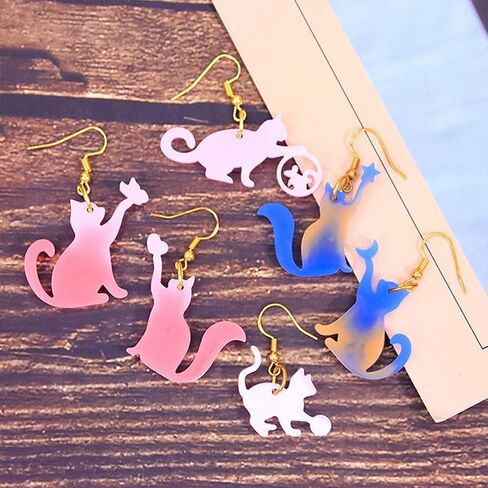 Cat Resin Molds, Silicone Keychain Mold Jewelry Epoxy Molds Cute Animal Casting Mold for DIY Necklace Pendant Charm, Gifts for Women Girls in Saudi Arabia