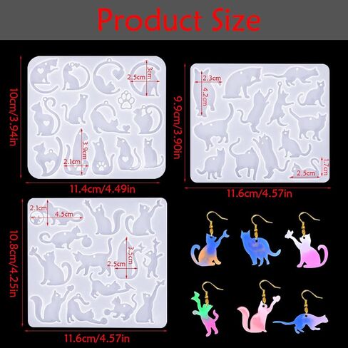 Cat Resin Molds, Silicone Keychain Mold Jewelry Epoxy Molds Cute Animal Casting Mold for DIY Necklace Pendant Charm, Gifts for Women Girls in Saudi Arabia