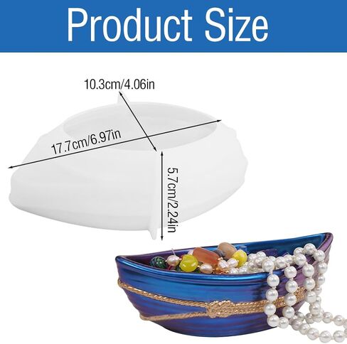 Boat Shape Resin Mold Storage Silicone Mold Trinket Box Mold Jewelry Storage UV Epoxy Pirate Ship Resin Casting Mold for DIY Crafts Ornament Marine Theme Making in Kuwait
