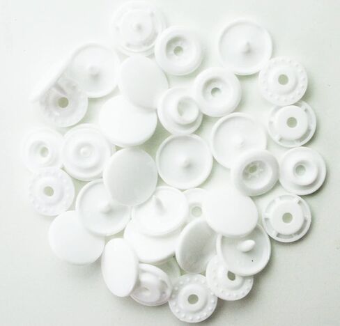 BetterJonny 200 Sets KAM Extra Long Prong Plastic Snaps, Size 20 T5 Glossy Round Resin Plastic Fasteners No-Sew Buttons for Clothing Crafts (White) in Kuwait