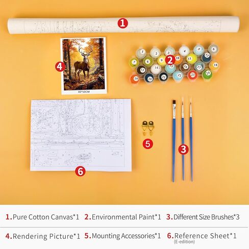 TUMOVO Paint by Number for Adults Canvas, Deer Paint by Numbers, Animals in The Forest Paint by Number, Deer Painting by Numbers for Adults DIY Painting Kits Home Wall Decoration, 16 x20 Inch in Kuwait