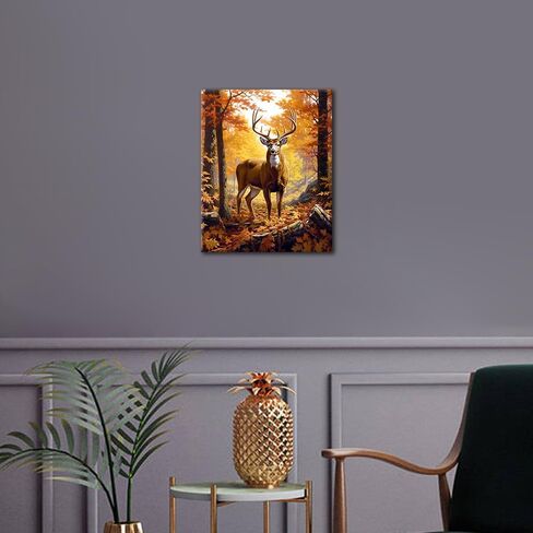 TUMOVO Paint by Number for Adults Canvas, Deer Paint by Numbers, Animals in The Forest Paint by Number, Deer Painting by Numbers for Adults DIY Painting Kits Home Wall Decoration, 16 x20 Inch in Kuwait