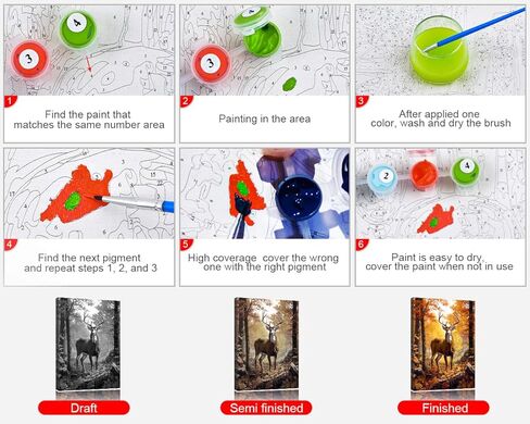 TUMOVO Paint by Number for Adults Canvas, Deer Paint by Numbers, Animals in The Forest Paint by Number, Deer Painting by Numbers for Adults DIY Painting Kits Home Wall Decoration, 16 x20 Inch in Kuwait