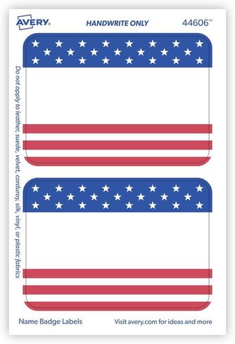 Avery Premium American Flag Name Tags, No Lift No Curl, 36 Handwriteable Name Stickers in Kuwait