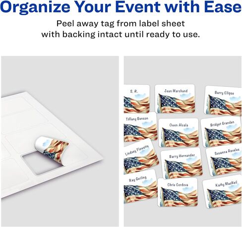 Avery Premium American Flag Name Tags, No Lift No Curl, 36 Handwriteable Name Stickers in Kuwait