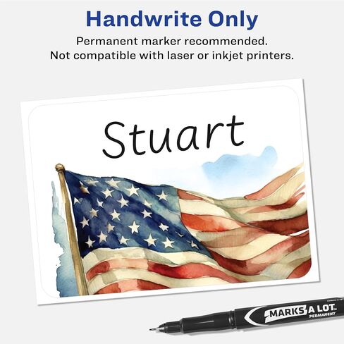 Avery Premium American Flag Name Tags, No Lift No Curl, 36 Handwriteable Name Stickers in Kuwait