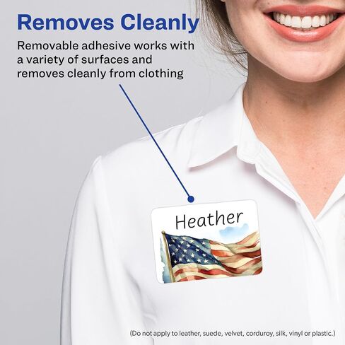 Avery Premium American Flag Name Tags, No Lift No Curl, 36 Handwriteable Name Stickers in Kuwait