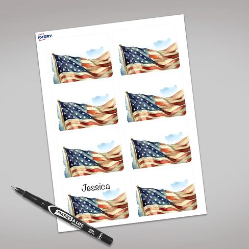 Avery Premium American Flag Name Tags, No Lift No Curl, 36 Handwriteable Name Stickers in Kuwait
