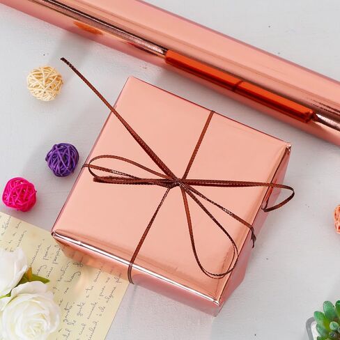BEISHIDA Rose Gold Gift Wrapping Paper Metallic Wrapping Paper Roll Solid Color Gift Wrap Paper, Packing Paper for Wedding, Birthday, Graduation, Christmas Wrapping Paper(17inches X 32.8ft) in Kuwait