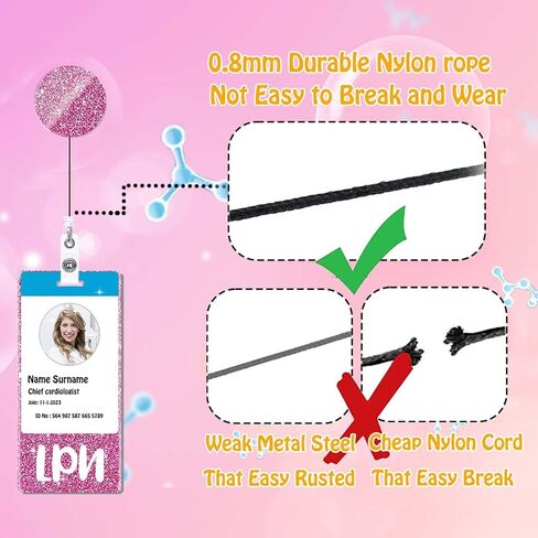 LPN Badge Card and Badge Reel Set LPN Badge Buddy Purple Nurse Vertical Badge Buddies Badge Reels Retractable for Nurses Medical Glitter Badge Cards Holder ID Name Card Nursing Gifts AL180 in Kuwait