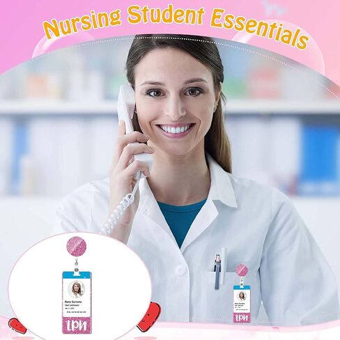 LPN Badge Card and Badge Reel Set LPN Badge Buddy Purple Nurse Vertical Badge Buddies Badge Reels Retractable for Nurses Medical Glitter Badge Cards Holder ID Name Card Nursing Gifts AL180 in Kuwait