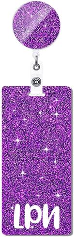 LPN Badge Card and Badge Reel Set LPN Badge Buddy Purple Nurse Vertical Badge Buddies Badge Reels Retractable for Nurses Medical Glitter Badge Cards Holder ID Name Card Nursing Gifts AL180 in Kuwait