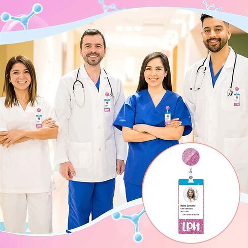 LPN Badge Card and Badge Reel Set LPN Badge Buddy Purple Nurse Vertical Badge Buddies Badge Reels Retractable for Nurses Medical Glitter Badge Cards Holder ID Name Card Nursing Gifts AL180 in Kuwait