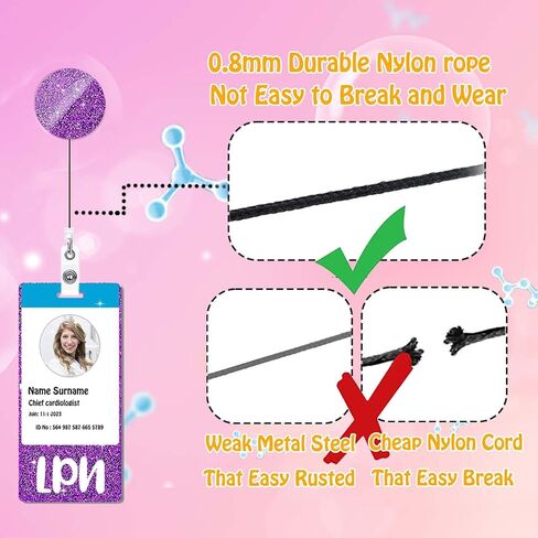 LPN Badge Card and Badge Reel Set LPN Badge Buddy Purple Nurse Vertical Badge Buddies Badge Reels Retractable for Nurses Medical Glitter Badge Cards Holder ID Name Card Nursing Gifts AL180 in Kuwait
