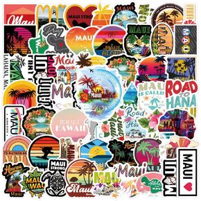 62Pcs Maui Stickers Hawaii Graffiti Aesthetics Waterproof Vinyl for Kids Girls Boys Teens Adults for Water Bottles Laptop Suitcase for Birthday Party Supplies Halloween Decoration Favors
