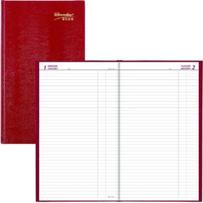 Brownline® 2025 Traditional Daily Planner, Untimed Journal, 12 Months, January to December, Perfect Binding, 13.375" x 7.875", Bright Red (C551.RED-25)