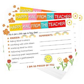 60Pcs Teacher Mail Notes to Parents,Happy Mail Postcards Classroom Good Behavior Incentive Motivational Cards to Send Home for Preschool Kindergarten Elementary School Teacher Supplies