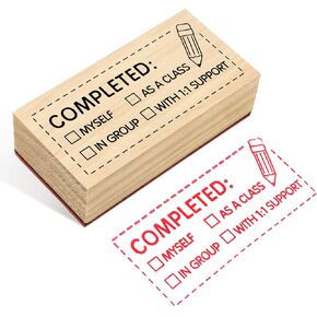 Kosiz Teacher Stamps for Grading Wood Check Box Stamp Teacher Grading Stamp Teacher Gift Refillable Classroom Teacher Stamps Office Stationery for Easy Grading Improved Efficiency Happy Teaching