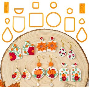 Basic Polymer Clay Cutters Classic Fall Clay Cutters 14Pcs Acrylic Earring Molds DIY Christmas Jewelry Casting Polymer Clay Tools Halloween Earring Making Kit