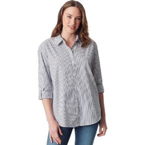 Gloria Vanderbilt Women's Plus Size Amanda Oversized Button Down Shirt with Roll-tab Sleeves, Black Lurex in Saudi Arabia