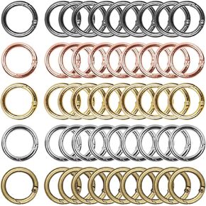 40 PCS Spring O Ring 28mm Round Spring Snap Hooks Clip Gun Black Round Carabiner Snap Clip Spring Keyring Buckle for Bags, Purses