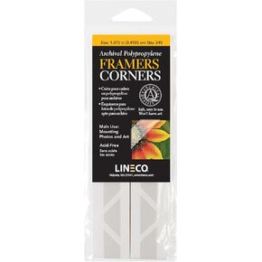 Lineco Archival Acid-Free Polypropylene Framers Corners, 1.375 Inches Mounting Corner for Photos, Pictures, Scrapbook, and Arts, Pressure Sensitive Adhesive, Pack of 240.