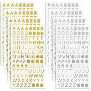 640 Pcs 8 Sheets Mini Gold Number Stickers, Self Adhesive Small Gold and Silver Glitter Number Stickers 0-9 Waterproof Vinyl Tiny Number Stickers for Stamping Scrapbooking Craft Cup Decor