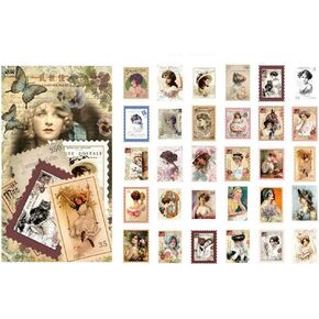 60pcs ملصقات مجموعة عتيقة نباتات زهرة النباتات للمخطط DIY الحرف اليومية مذكرات 30 تصاميم كل 2pcs (فتاة عصرية (لويانشيجيا))) in Kuwait