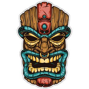 Tiki Mask Bar مشروبات الكوكتيل الاستوائية مشروبات السيارة المصد فينيل ملصق ملصق جيد لأي أمتعة مسطحة لأمراض التزلج على جهاز الكمبيوتر المحمول 3.5 "x6" SD12