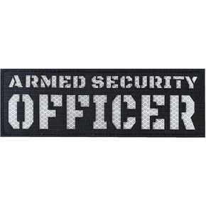 Reflective Armed Security Officer Patch Reflective Back Panel Patch with Hook and Loop Laser Cut Patch (Black-White)