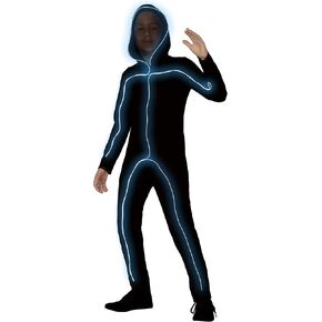 Spirit Halloween Light-Up E.L. Wire Stick Figure Kids Costume | Stick Figure Cosplay | Jumpsuit Outfit | Funny Costume