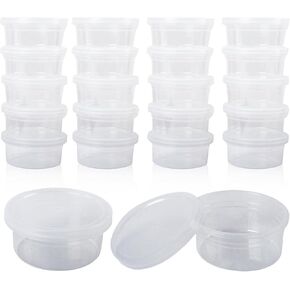 Klmnop 20 Pack 4.5 oz Clear Slime Containers with Lids, Small Plastic Leakproof Containers for Slime, Air Dry Clay, DIY Art Craft Storage(Clear)