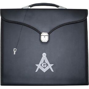 Masonic Apron Case Leather Master Mason (Machine Embroidered): MM, Provincial Size | Freemason Carrying Bags