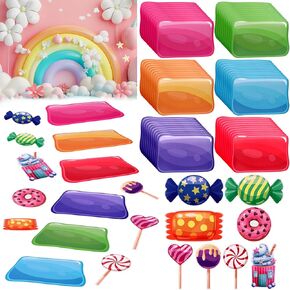 100Pcs Colorful PVC Floor Stickers Candy Themed Party Decoration Candyland Floor Decals Runway Rug Hallway Runner Rug Princess Candy Land Trunk or Treat Car Decoration